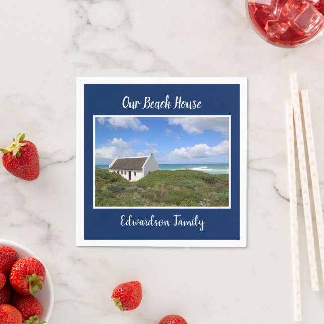 Make own photo beach house family name napkins (Insitu)