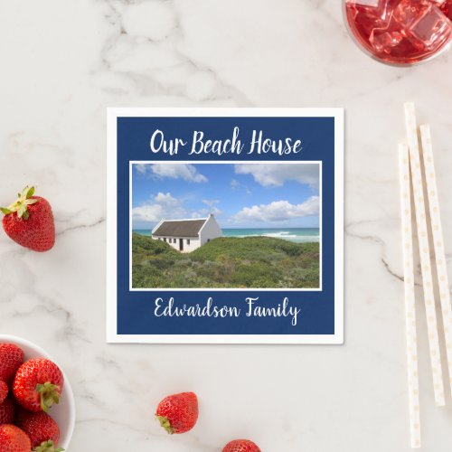 Make own photo beach house family name napkins