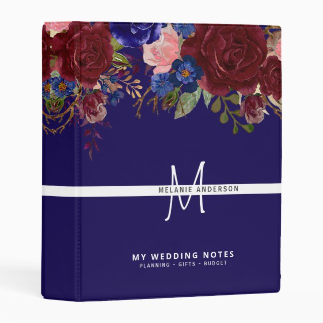 Make own Wedding Planner Journal Keepsake Floral Mini Binder (Front/Spine)