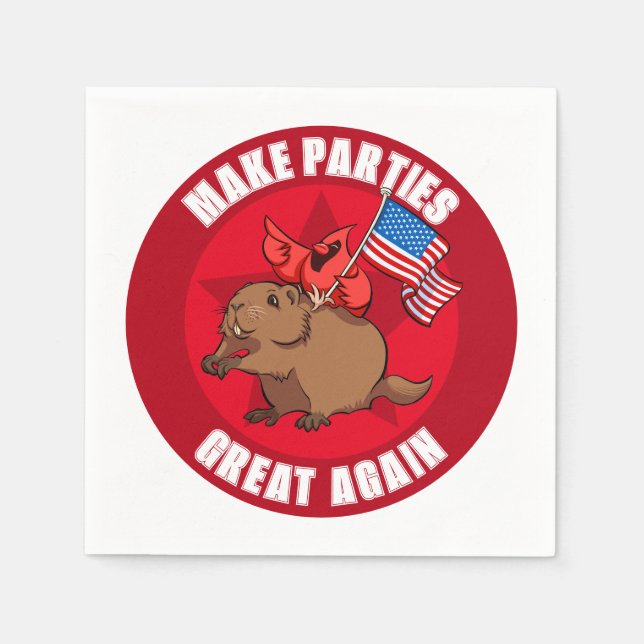 Make Parties Great Again Red Cardinal Cartoon Napkins (Front)