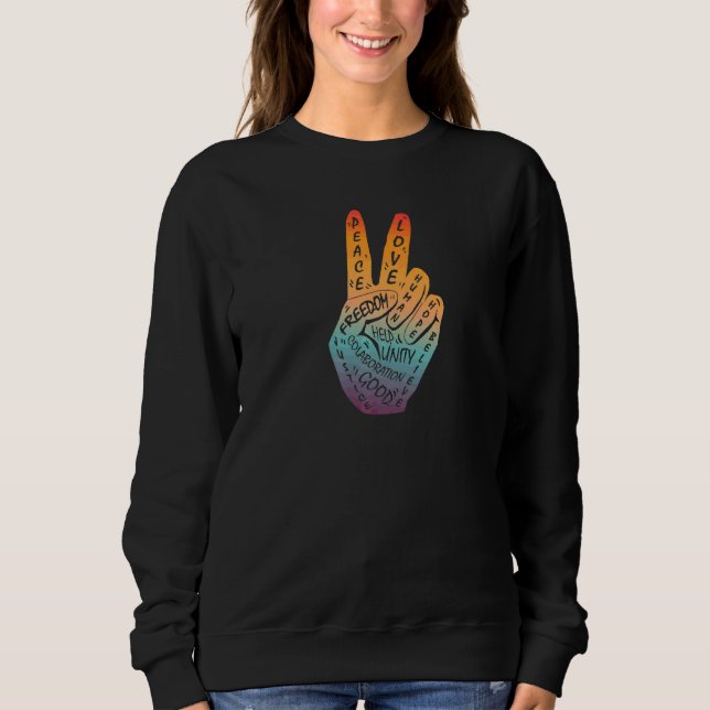 Make Peace Not War  Peace Hand Sign  19 Sweatshirt (Front)