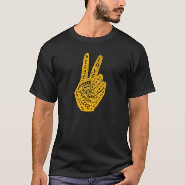Make Peace Not War  Peace Hand Sign 22 T-Shirt (Front)