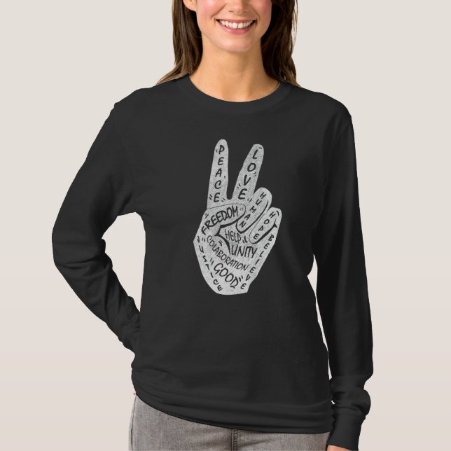 Make Peace Not War  Peace Hand Sign  35 T-Shirt (Front)