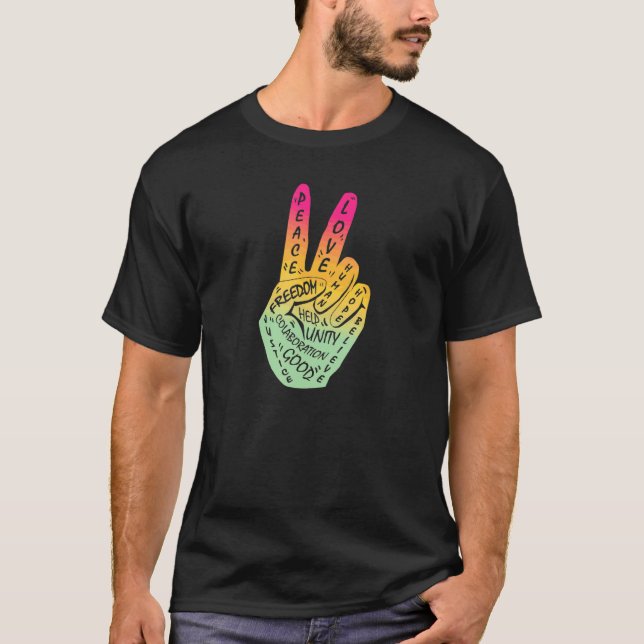 Make Peace Not War  Peace Hand Sign 3 T-Shirt (Front)