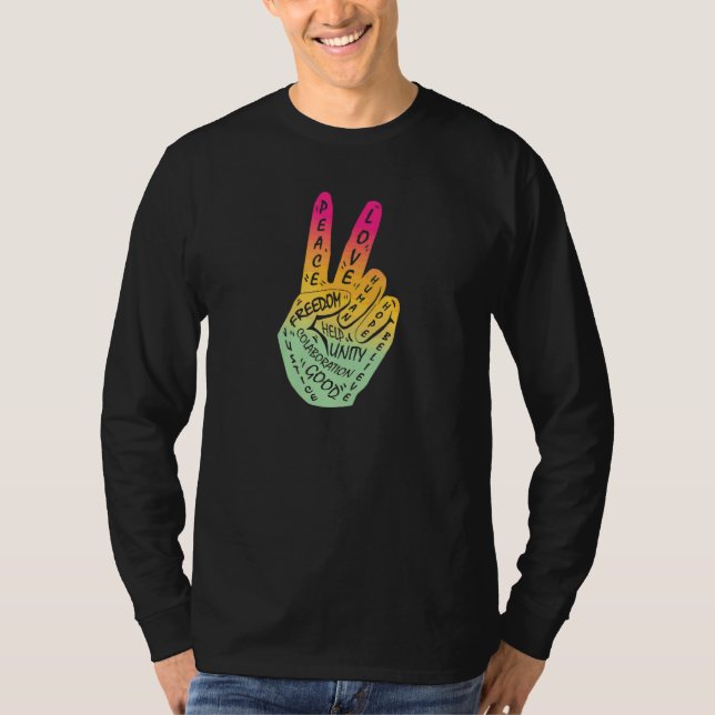 Make Peace Not War  Peace Hand Sign 3 T-Shirt (Front)