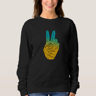 Make Peace Not War  Peace Hand Sign Blue Yellow Sweatshirt