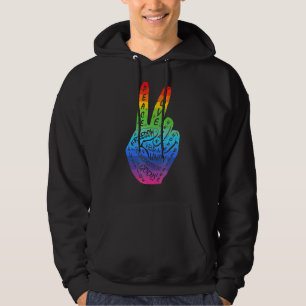 Make Peace Not War Peace Hand Sign Rainbow Lgbtq Hoodie