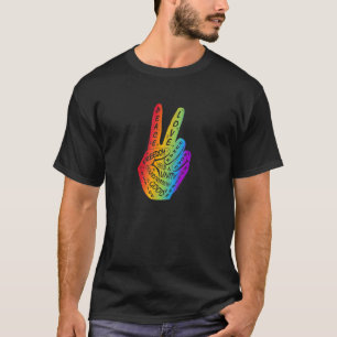 Make Peace Not War Peace Hand Sign Rainbow Lgbtq T-Shirt