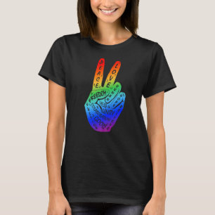 Make Peace Not War  Peace Hand Sign Rainbow Lgbtq  T-Shirt