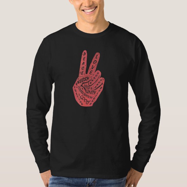 Make Peace Not War  Peace Hand Sign T-Shirt (Front)