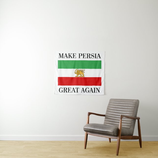 Make Persia Great Again - Shah of Iran Flag Tapestry (In Situ (Horizontal))