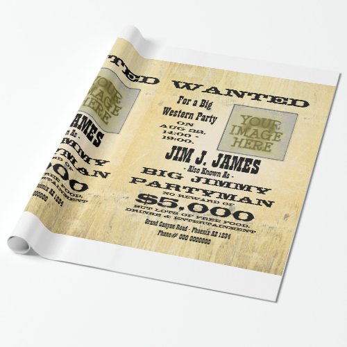 Make personalizable Western Wanted Poster Wrapping Paper