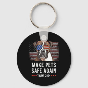 Make Pets Safe Again Boxer Dog Trump 2024 Keychain