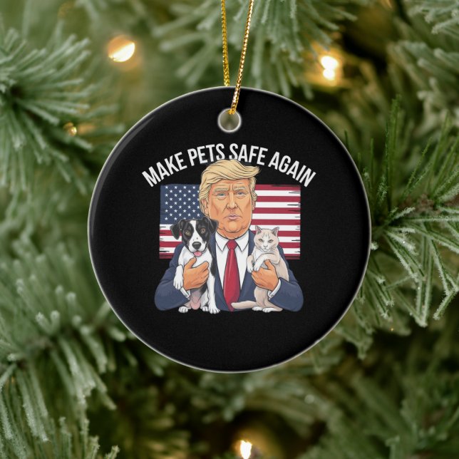 Make Pets Safe Again Save Our Pets Vote Trump Ceramic Ornament (Tree)
