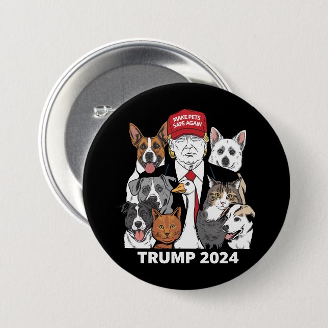 Make Pets Safe Again Trump 2024 Save Our Pets Button (Front & Back)
