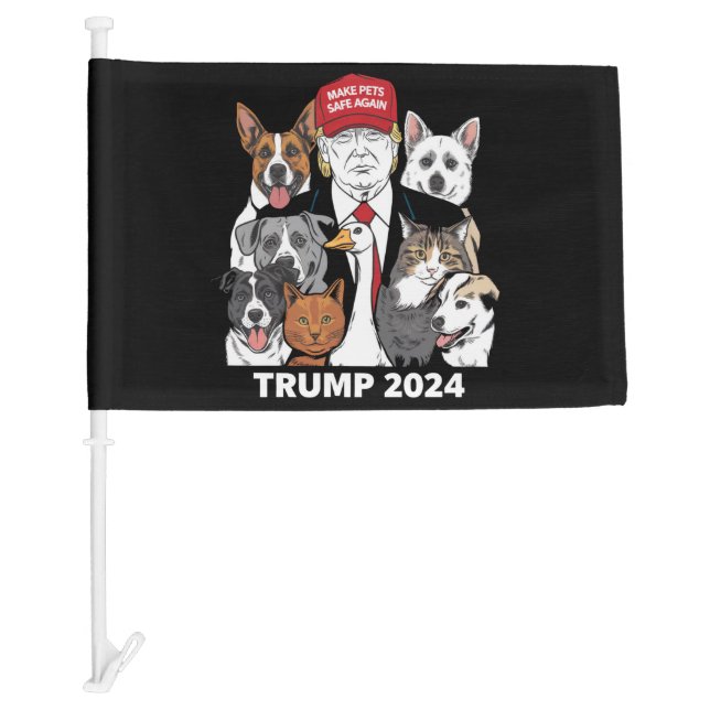 Make Pets Safe Again Trump 2024 Save Our Pets Car Flag (Front)