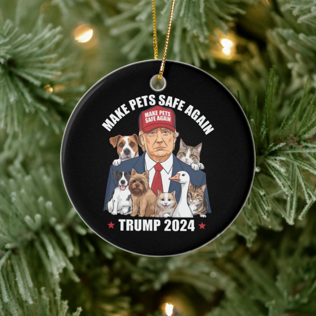 Make Pets Safe Again Trump 2024 Save Our Pets Ceramic Ornament (Tree)