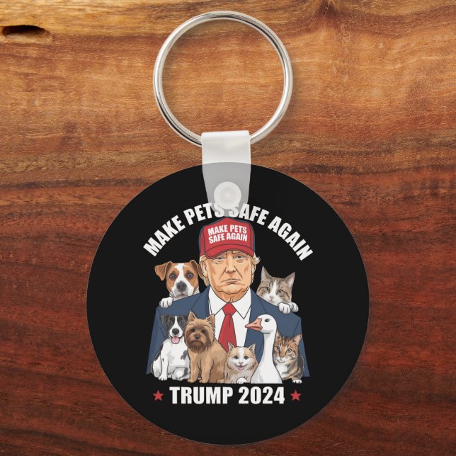Make Pets Safe Again Trump 2024 Save Our Pets Keychain (Front)