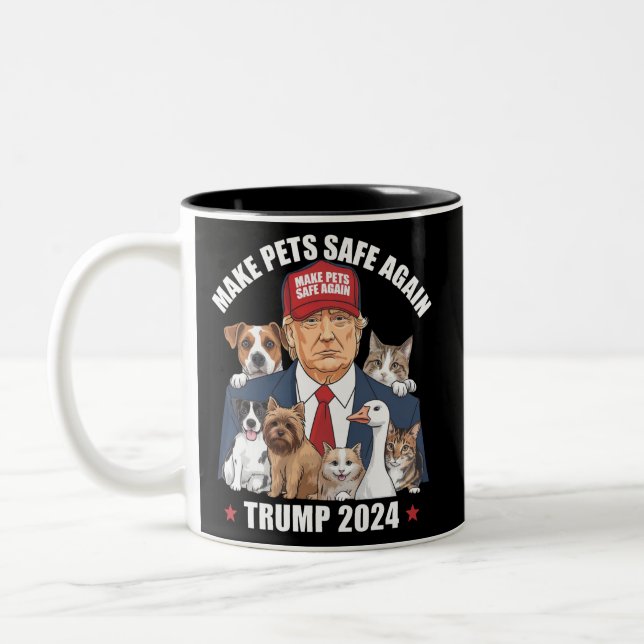 Make Pets Safe Again Trump 2024 Save Our Pets Two-Tone Coffee Mug (Left)