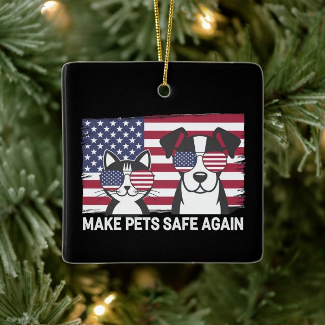 Make Pets Safe Again Trump Harris Debate 2024 Ceramic Ornament (Tree)