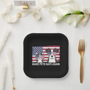Make Pets Safe Again Trump Harris Debate 2024 Paper Plates