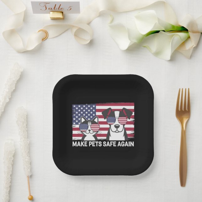 Make Pets Safe Again Trump Harris Debate 2024 Paper Plates (Wedding)
