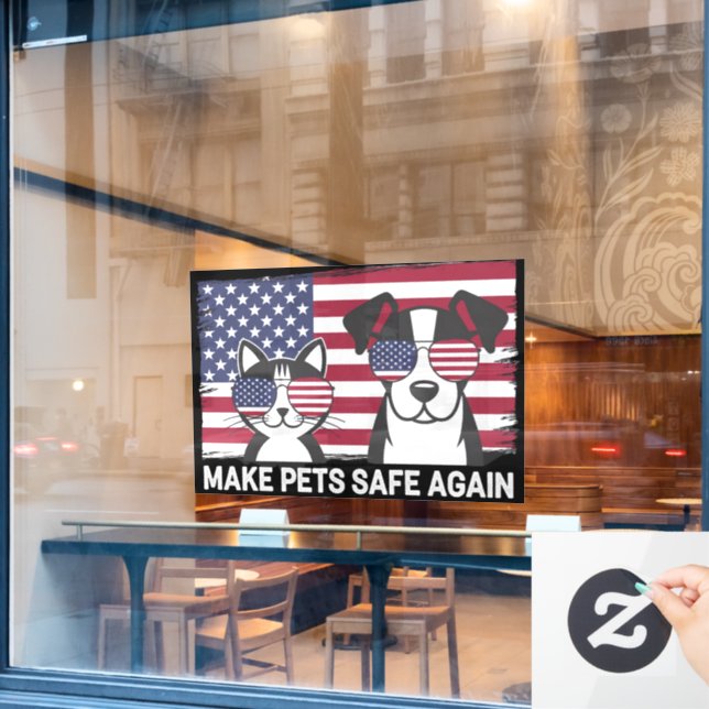 Make Pets Safe Again Trump Harris Debate 2024 Window Cling (Cafe Window)