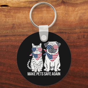 Make Pets Safe Again Trump Harris Debate Dogs Cat  Keychain