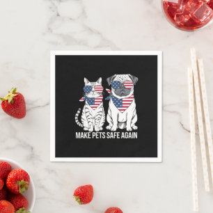 Make Pets Safe Again Trump Harris Debate Dogs Cat  Napkins