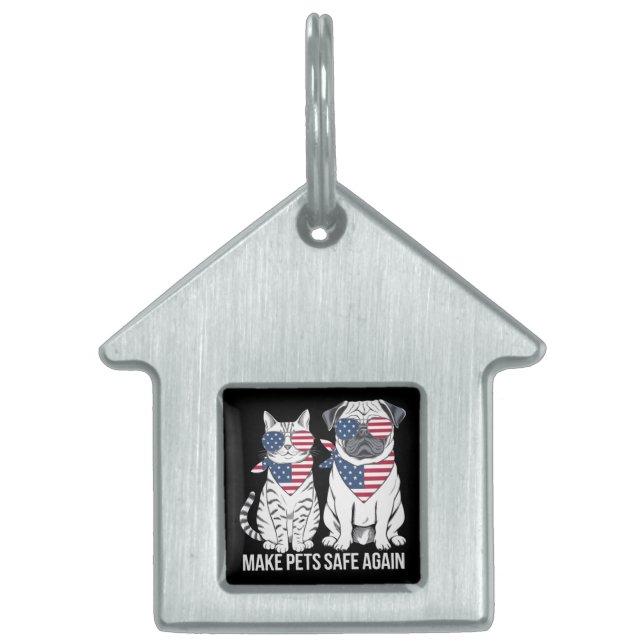 Make Pets Safe Again Trump Harris Debate Dogs Cat  Pet ID Tag (Front)