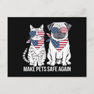 Make Pets Safe Again Trump Harris Debate Dogs Cat  Postcard