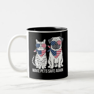 Make Pets Safe Again Trump Harris Debate Dogs Cat Two-Tone Coffee Mug