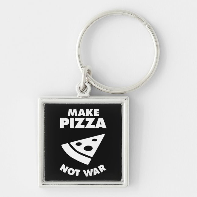 Make Pizza Not War Keychain (Front)