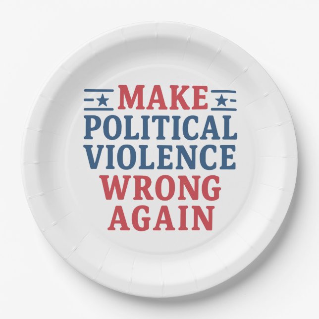 Make political violence wrong again paper plates (Front)