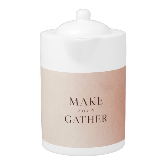 Make Pour Gather Modern Typographic Teapot (Front)