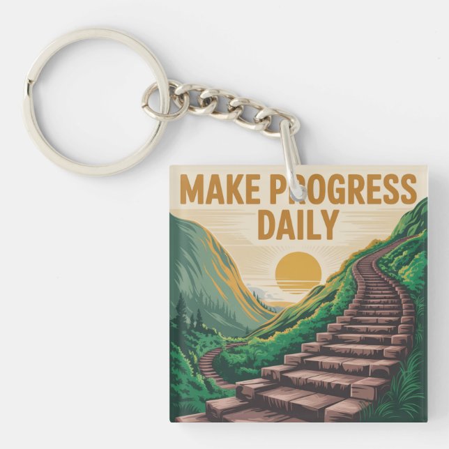 Make Progress Daily Keychain (Front)