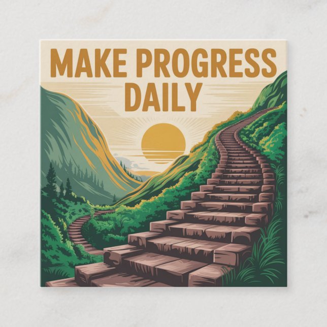 Make Progress Daily Square Business Card (Front)