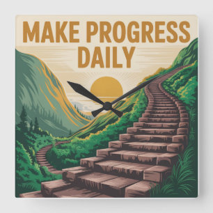 Make Progress Daily Square Wall Clock