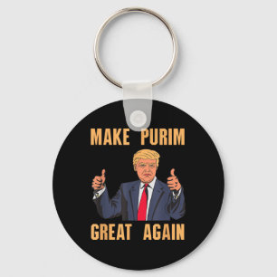 Make Purim Great Again Funny Trump Costume Hebrew Keychain