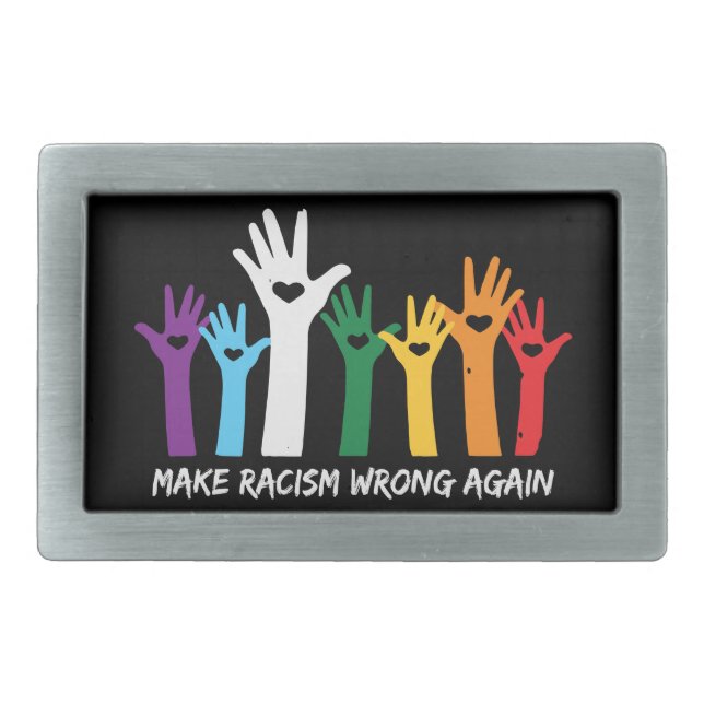 Make Racism Wrong Heart Hands  Belt Buckle (Front)