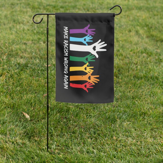 Make Racism Wrong Heart Hands  Garden Flag (In SItu)