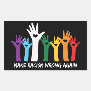 Make Racism Wrong Heart Hands Rectangular Sticker