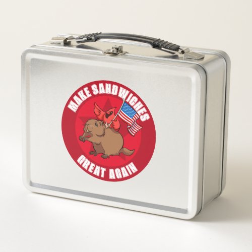 Make Sandwiches Great Again Red Cardinal Cartoon Metal Lunch Box