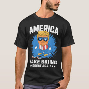 Make skiing great again - funny donald trump ski  T-Shirt