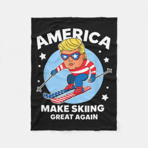 Make skiing great again - usa trump ski fleece blanket