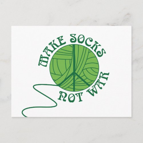 Make Socks Not War Knitting Design Postcard