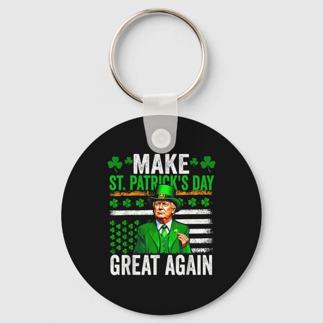 Make St Patrick Day Great Again Trump Drinking Bee Keychain (Front)