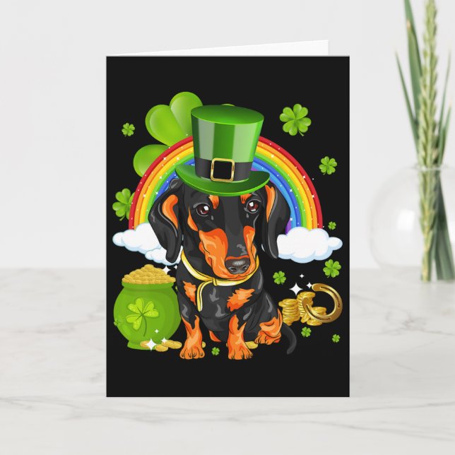 Make St Patricks Day Great Again Funny Dachshund M Card (Front)