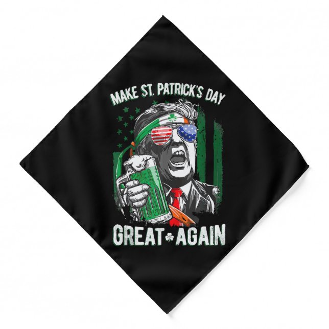 Make St Patrick's Day Great Again Funny Trump Bandana (Front)