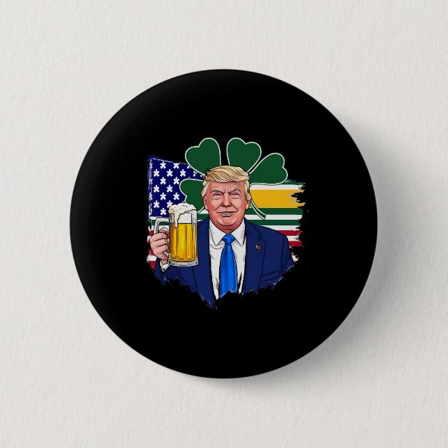 Make St Patrick's Day Great Again Funny Trump Iris Button (Front)